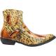 Fiesso Gold Snake / Leopard Print Pointed Toe Boots With Zipper On The Side FI6219